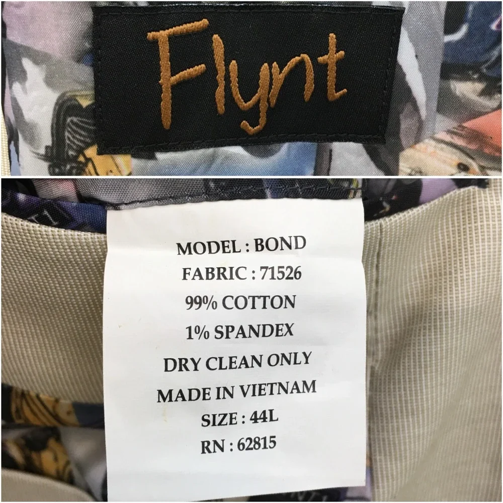 FLYNT Mens Blazer Sport Coat Casual Jacket‎ Size 44L Two Button Cotton Suit